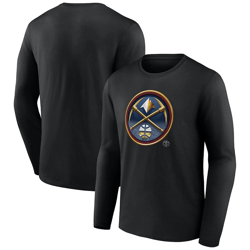 T-shirt à manches longues noir pour homme, mascotte de minuit des Denver Nuggets