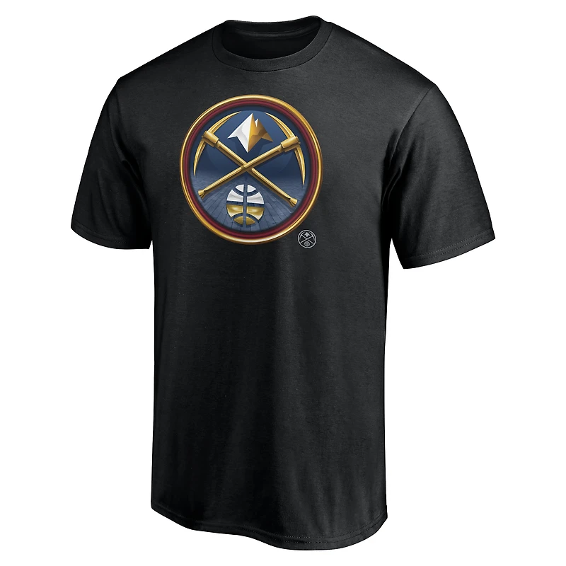 T-shirt noir pour homme avec mascotte des Denver Nuggets de minuit