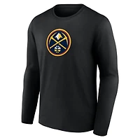 T-shirt à manches longues noir pour homme avec logo principal des Denver Nuggets