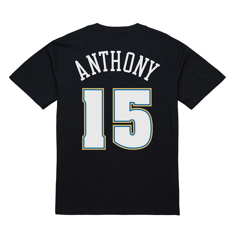 T-shirt noir pour homme Carmelo Anthony, recrue des Denver Nuggets, avec photo, nom et numéro