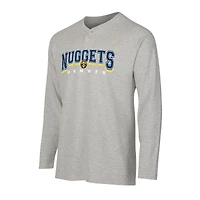 Men's Concepts Sport  Gray Denver Nuggets Hawthorn Thermal Knit Long Sleeve Henley T-Shirt