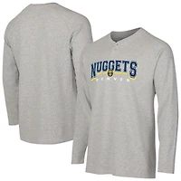 T-shirt Henley à manches longues en tricot thermique Hawthorn des Denver Nuggets pour homme, gris, Concepts Sport