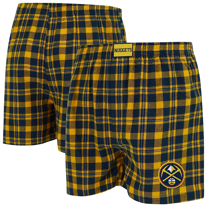 Boxer en flanelle Hawthorn des Denver Nuggets bleu marine/doré pour homme Concepts Sport