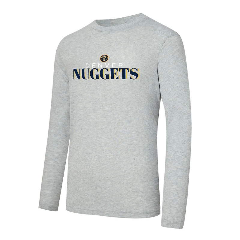 Men's Concepts Sport Navy Denver Nuggets Regulate Long Sleeve T-Shirt & Plaid Pant Set