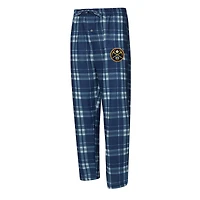 Men's Concepts Sport Navy Denver Nuggets Regulate Long Sleeve T-Shirt & Plaid Pant Set