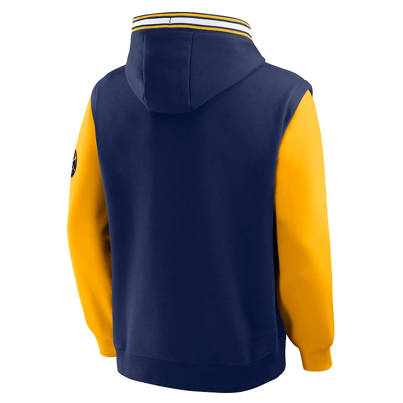 Men's Fanatics  Navy/Gold Denver Nuggets Half Court Shot Clock Fastbreak Hoodie