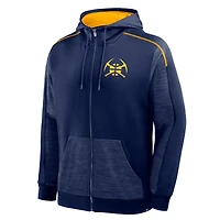 Men's Fanatics Navy Denver Nuggets Back Door Cut Play Defender Full-Zip Hoodie