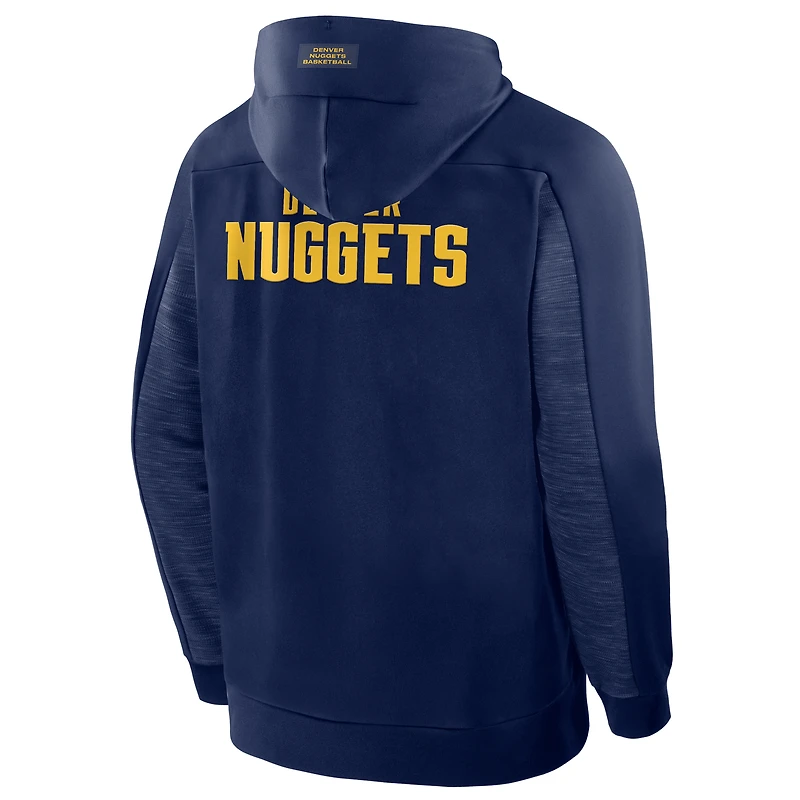 Men's Fanatics Navy Denver Nuggets Back Door Cut Play Defender Full-Zip Hoodie