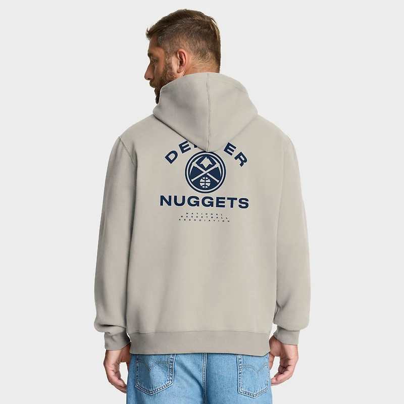 Men's Fanatics Off White Denver Nuggets Crossover Collection Blocked Shot Premium Pullover Hoodie