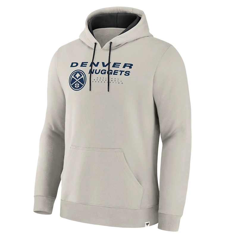 Men's Fanatics Off White Denver Nuggets Crossover Collection Blocked Shot Premium Pullover Hoodie