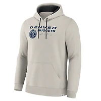 Men's Fanatics Off White Denver Nuggets Crossover Collection Blocked Shot Premium Pullover Hoodie