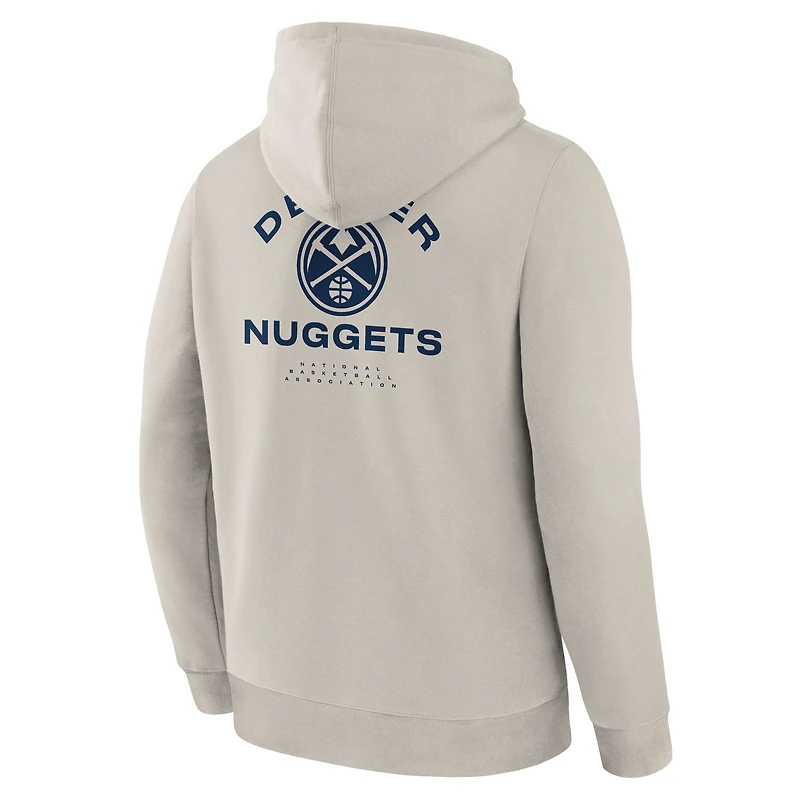 Men's Fanatics Off White Denver Nuggets Crossover Collection Blocked Shot Premium Pullover Hoodie