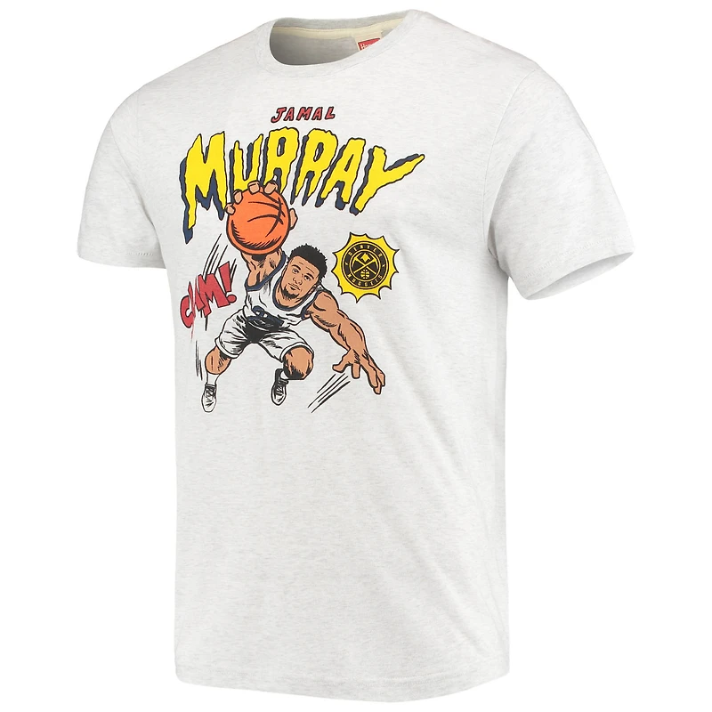 Men's Homage Jamal Murray Ash Denver Nuggets Comic Book Player Tri-Blend T-Shirt