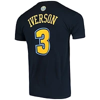 Men's Mitchell & Ness Allen Iverson Navy Denver Nuggets Hardwood Classics Stitch Name Number T-Shirt