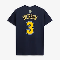 T-shirt avec nom et numéro de point Mitchell & Ness Allen Iverson bleu marine Denver Nuggets Hardwood Classics pour hommes