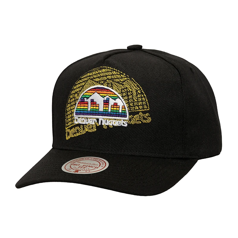 Casquette ajustable Tilted Pro Pinch noire des Denver Nuggets de Mitchell & Ness pour homme