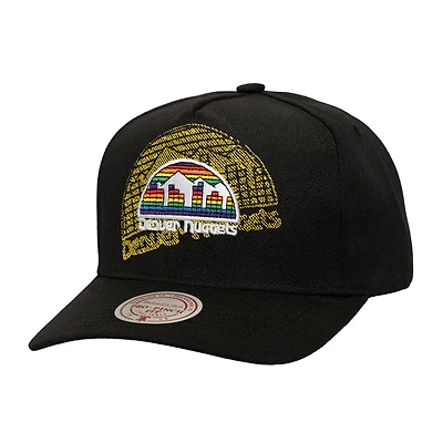 Casquette ajustable Tilted Pro Pinch noire des Denver Nuggets de Mitchell & Ness pour homme