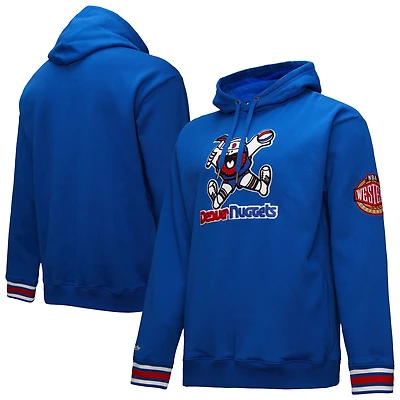 Sweat à capuche épais vintage appliqués au point de chaînette bleu Denver Nuggets Mitchell & Ness pour homme