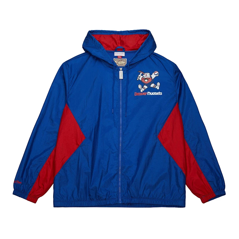 Men's Mitchell & Ness Blue Denver Nuggets Playmaker Full-Zip Hooded Windbreaker Jacket