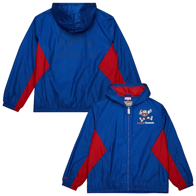 Veste coupe-vent à capuche entièrement zippée Mitchell & Ness bleue Denver Nuggets Playmaker pour homme