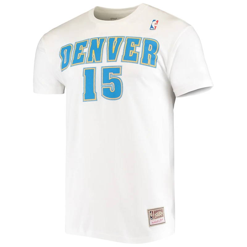 Mitchell & Ness Carmelo Anthony White Denver Nuggets Hardwood Classics Stitch Name Number T-shirt