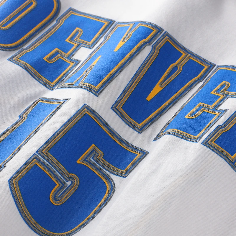 Mitchell & Ness Carmelo Anthony White Denver Nuggets Hardwood Classics Stitch Name Number T-shirt