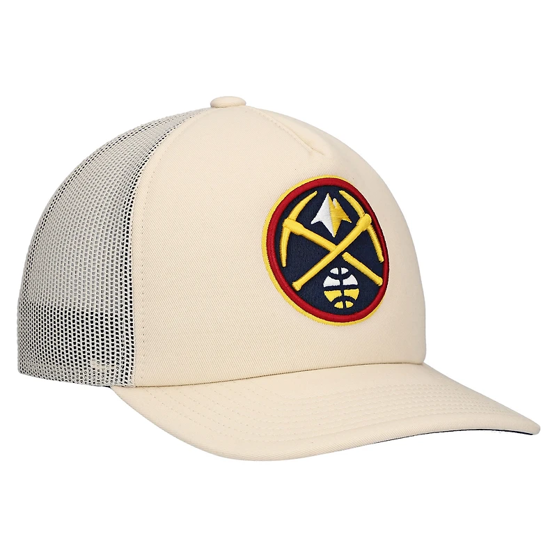 Casquette réglable crème Denver Nuggets Trucker Mitchell & Ness pour hommes