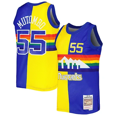 Maillot Swingman Mitchell & Ness Dikembe Mutombo Royal/Or Denver Nuggets Hardwood Classics 1991/92 pour homme