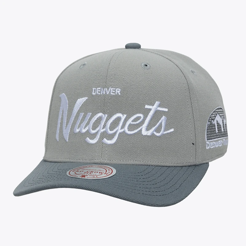 Casquette Mitchell & Ness grise Denver Nuggets Thunderstorm Head Coach Pro Crown pour homme