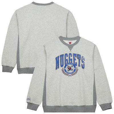Men's Mitchell & Ness Heather Gray Denver Nuggets Vintage Logo Pullover Sweatshirt