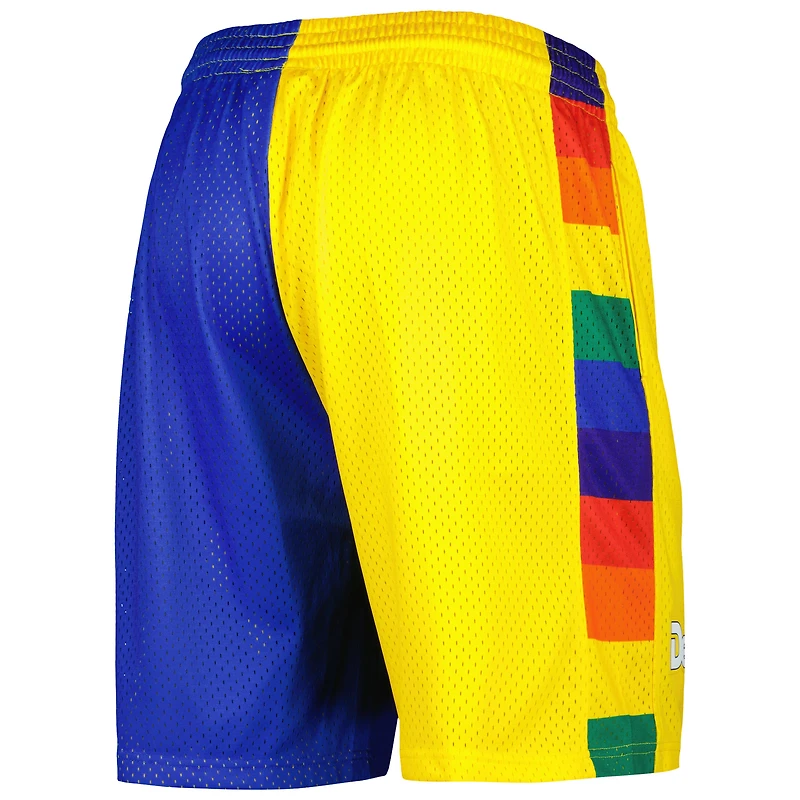 Men's Mitchell & Ness Royal/Gold Denver Nuggets Hardwood Classics 1991 Split Swingman Shorts