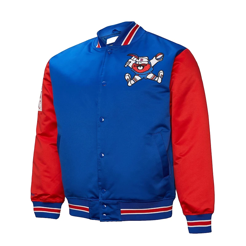 Veste en satin à boutons-pression intégrale Mitchell & Ness Royal Denver Nuggets Hardwood Classic Primetime pour homme