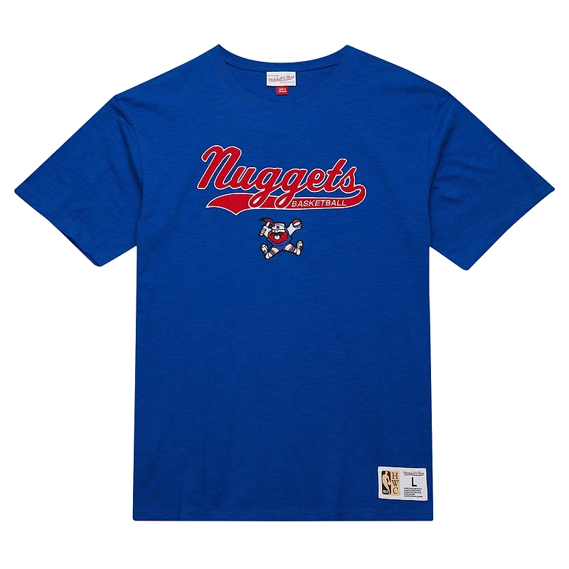 T-shirt en feutre appliqué flammé Mitchell & Ness Royal Denver Nuggets Hardwood Classics pour homme