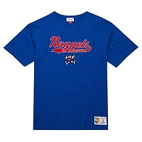 T-shirt en feutre appliqué flammé Mitchell & Ness Royal Denver Nuggets Hardwood Classics pour homme