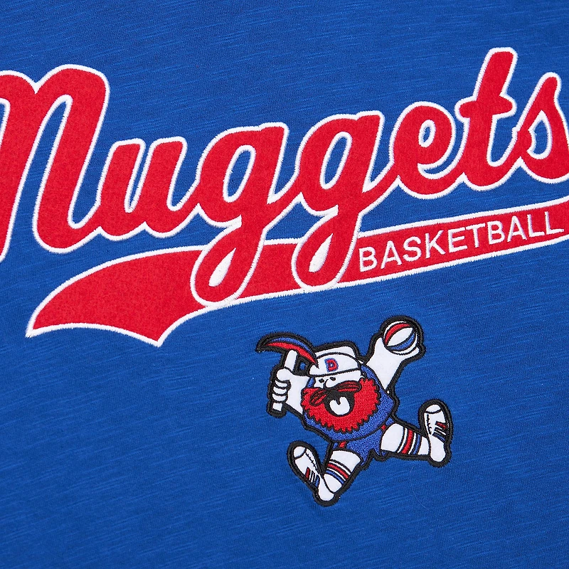 T-shirt en feutre appliqué flammé Mitchell & Ness Royal Denver Nuggets Hardwood Classics pour homme