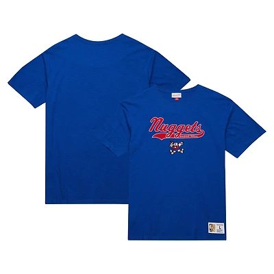 T-shirt en feutre appliqué flammé Mitchell & Ness Royal Denver Nuggets Hardwood Classics pour homme