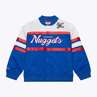 Veste Mitchell & Ness Royal Denver Nuggets Hardwood Classics Head Coach pour homme, en satin léger à boutons-pression.