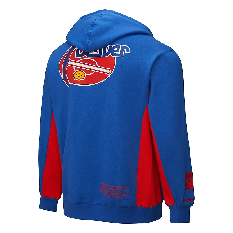 Sweat à capuche en polaire pour homme Mitchell & Ness Royal Denver Nuggets Hardwood Classics Team Origins