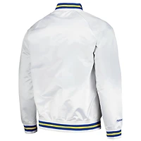 Veste à bouton-pression blanche Denver Nuggets Hardwood Classics Throwback Wordmark Raglan pour hommes Mitchell & Ness