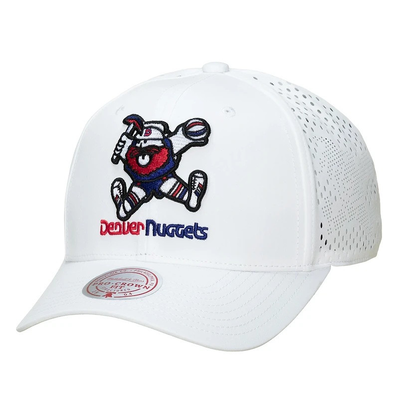 Casquette Mitchell & Ness blanche Denver Nuggets Perfect Lightweight Pro Crown pour homme