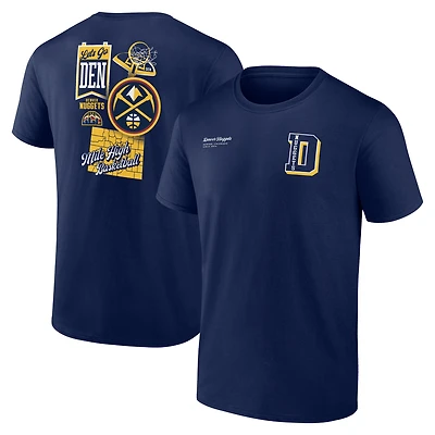 T-shirt bleu marine pour homme des Denver Nuggets Split Zone