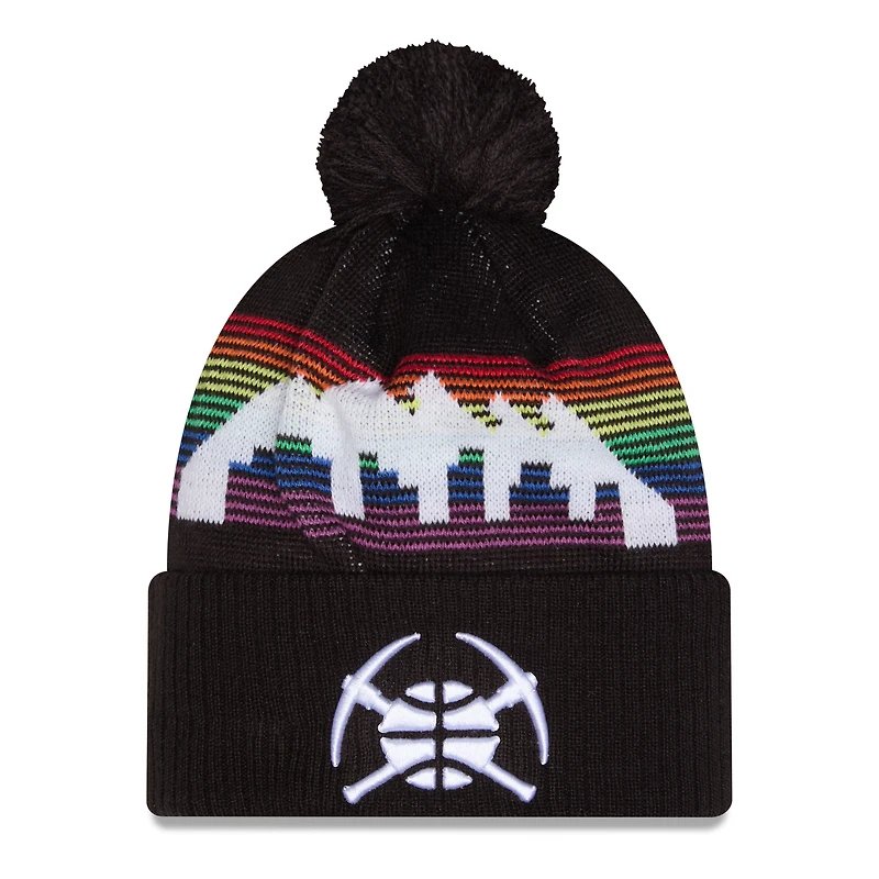 Men's New Era Black Denver Nuggets 2025/26 City Edition Cuffed Knit Hat with Pom