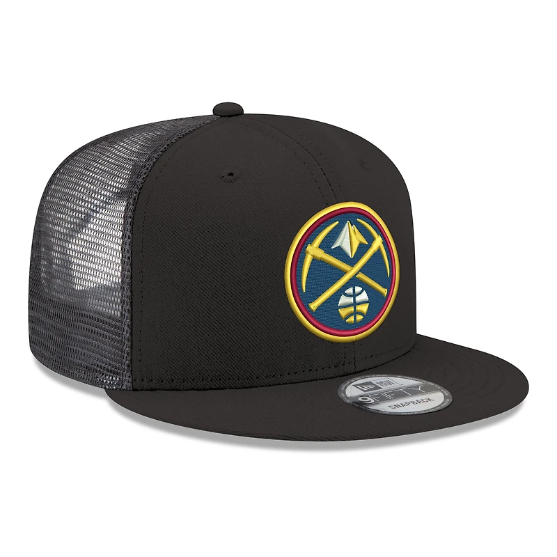 Casquette snapback New Era 9FIFTY noire Denver Nuggets Core Logo Meshback pour homme
