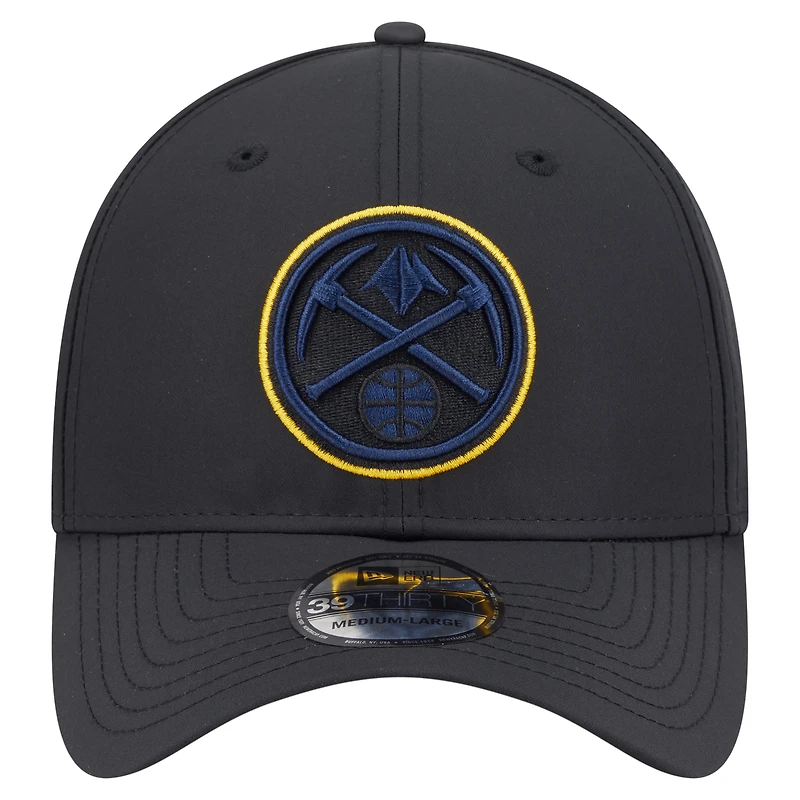 Men's New Era Black Denver Nuggets Night 39THIRTY Flex Hat