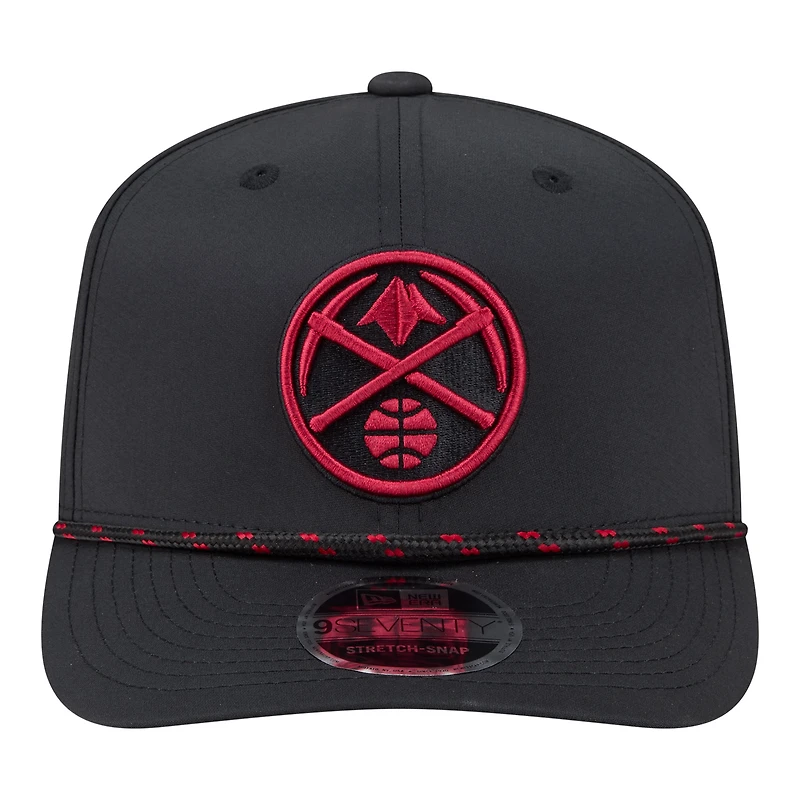 Casquette New Era Denver Nuggets Sport Rope Vented Stretch-Snap pour homme, noire, modèle 9SEVENTY