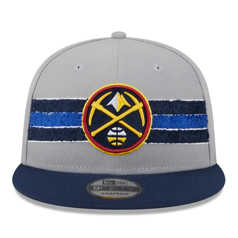 Casquette 9FIFTY Snapback New Era Denver Nuggets pour homme avec bande chenille grise