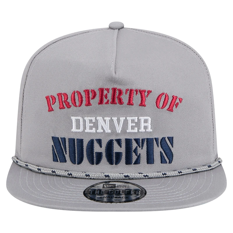 Casquette snapback grise Denver Nuggets pour homme New Era, modèle rétro, Property of Golfer