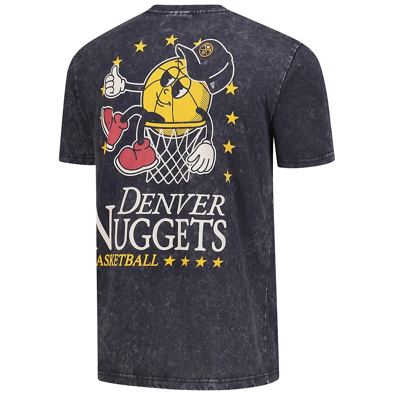 T-shirt oversize New Era noir chiné Denver Nuggets Old School Sport Enzyme Wash pour homme
