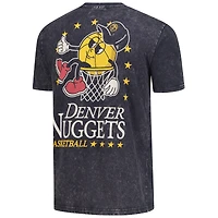 T-shirt oversize New Era noir chiné Denver Nuggets Old School Sport Enzyme Wash pour homme