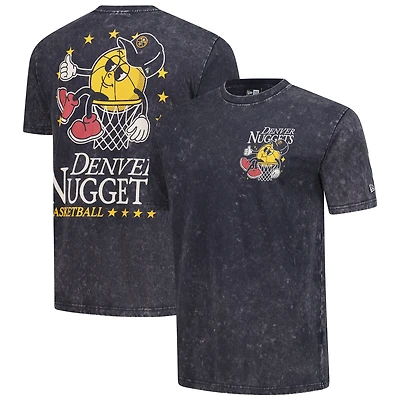 T-shirt oversize New Era noir chiné Denver Nuggets Old School Sport Enzyme Wash pour homme